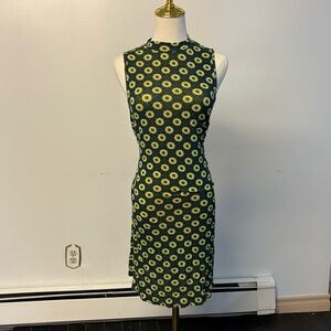 Topshop Green and Yellow Floral Midi Dress